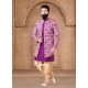 Purple Silk Sherwani Mens Wear With Embroidered Sequins And Thread Work