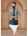 Green Silk Sherwani Mens Wear With Embroidered And Sequins Work For Men