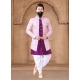 Pink And Purple Silk Embroidered And Sequins Work Sherwani For Men