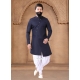 Blue Buttons And Plain Work Sherwani Mens Wear For Ceremonial
