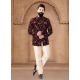 Elegant Maroon Velvet Jodhpuri Suit With Embroidered Sequins And Thread Work