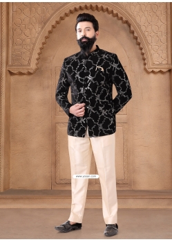 Black Velvet Jodhpuri Suit