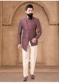 Multi Colour Jacquard Jodhpuri Suit