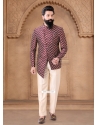 Multi Colour Jacquard Jodhpuri Suit