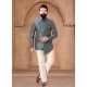 Men Teal Jacquard Print Work Jodhpuri Suit