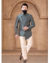 Men Teal Jacquard Print Work Jodhpuri Suit