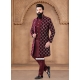 Maroon Embroidered Sequins And Thread Work Silk Indo Western