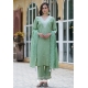 Green Silk Readymade Straight Suit