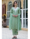 Green Silk Readymade Straight Suit