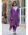 Purple Silk Readymade Straight Suit