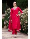 Red Silk Readymade Straight Suit