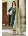 Dark Green Visoce Rayon Readymade Straight Suit