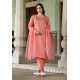 Peach Visoce Rayon Readymade Straight Suit