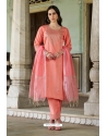 Peach Visoce Rayon Readymade Straight Suit