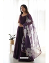 Wine Pure Georgette Readymade Anarkali Gown With Dupatta