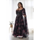 Black Printed Readymade Anarkali Gown With Dupatta