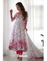 White And Pink Digital Printed Readymade Anarkali Salwar Suit