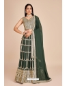 Green Georgette Thread And Embroidered Designer Lehenga Choli