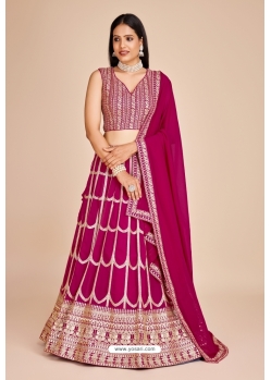 Pink Georgette Thread And Embroidered Designer Lehenga Choli