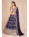 Navy Blue Thread And Embroidered Designer Lehenga Choli