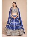 Blue Georgette Thread And Embroidered Designer Lehenga Choli