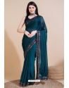 Teal Leheriya Designer Sequin Embroidery Saree