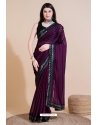 Wine Leheriya Designer Sequin Embroidery Saree