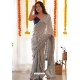 Grey Soft Georgette Sequins Embroidered Saree