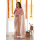 Peach Soft Georgette Sequins Embroidered Saree