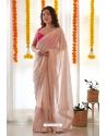 Peach Soft Georgette Sequins Embroidered Saree