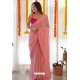 Pink Soft Georgette Sequins Embroidered Saree