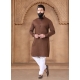 Brown Cotton Fancy Work Kurta Mens Wear For Ceremonial