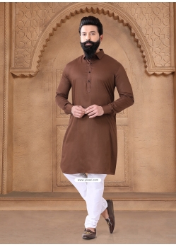 Brown Cotton Fancy Work Kurta Mens Wear For Ceremonial