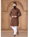 Brown Cotton Fancy Work Kurta Mens Wear For Ceremonial