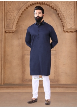 Blue Cotton Kurta Mens Wear