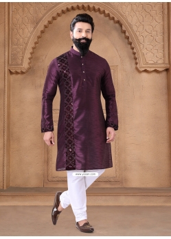 Wine Silk Kurta Mens Wear For Ceremonial