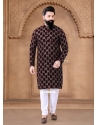 Velvet Kurta Mens Wear With Embroidered Sequins And Thread Work