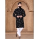 Black Velvet Embroidered Sequins And Thread Work Kurta Pajama