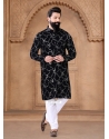 Black Velvet Embroidered Sequins And Thread Work Kurta Pajama