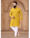 Yellow Georgette Kurta Pajama For Mens