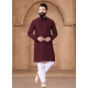 Embroidered Sequins And Thread Work Georgette Kurta Mens Wear In Maroon