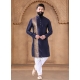 Blue Silk Fancy Work Kurta Mens Wear For Men