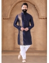 Blue Silk Fancy Work Kurta Mens Wear For Men