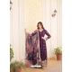 Purple Readymade Embroidered Party Wear Gown With Dupatta