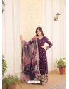 Purple Readymade Embroidered Party Wear Gown With Dupatta