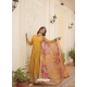 Yellow Readymade Embroidered Party Wear Gown With Dupatta