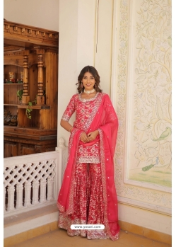 Premium Designer Readymade Sharara Suit In Pink