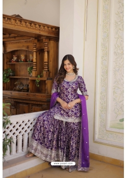 Premium Designer Readymade Sharara Suit In Purple