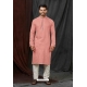 Pink Self Jacquard Kurta Pajama For Men