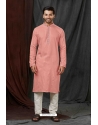 Pink Self Jacquard Kurta Pajama For Men